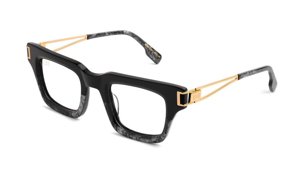 9FIVE Avenue Black Marble & 24K Gold Clear Lens Glasses