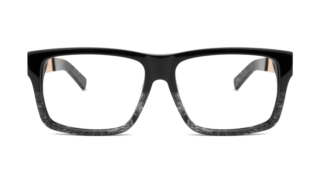 9FIVE Caps LX Black Marble & 24K Gold Clear Lens Glasses