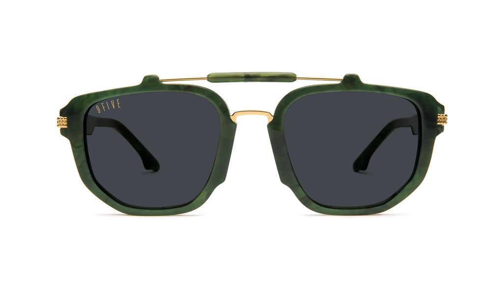 9FIVE Lawrence Jade Stone & 24k Gold Sunglasses