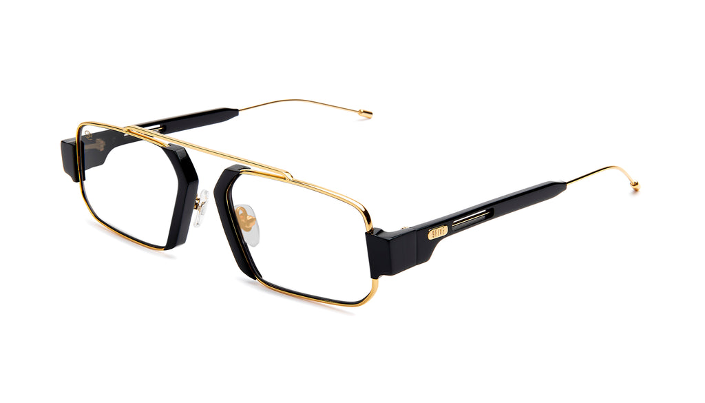 9FIVE Logan Black & 24K Gold Clear Lens Glasses Rx