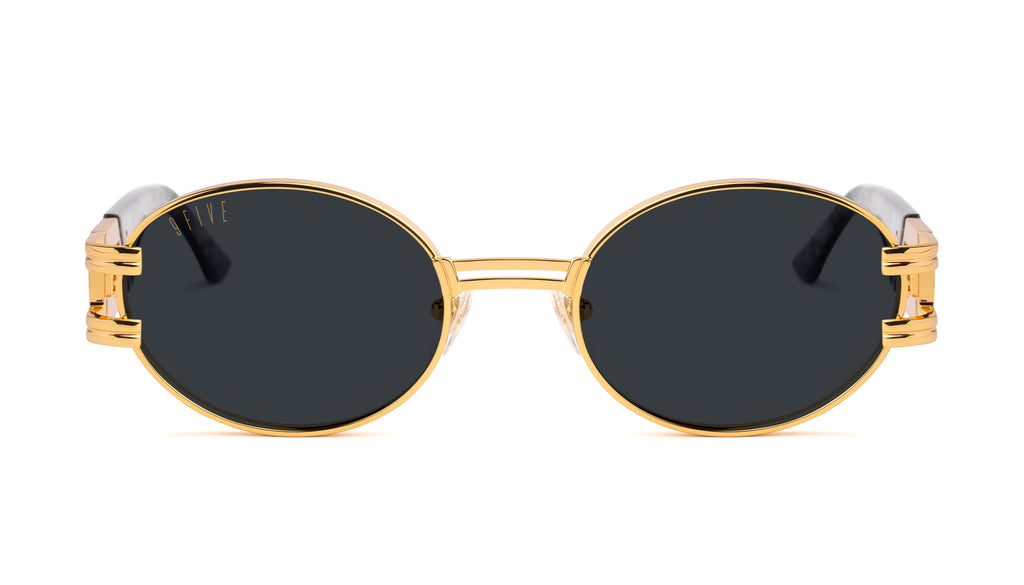 9FIVE St. James Black Marble & 24K Gold Sunglasses