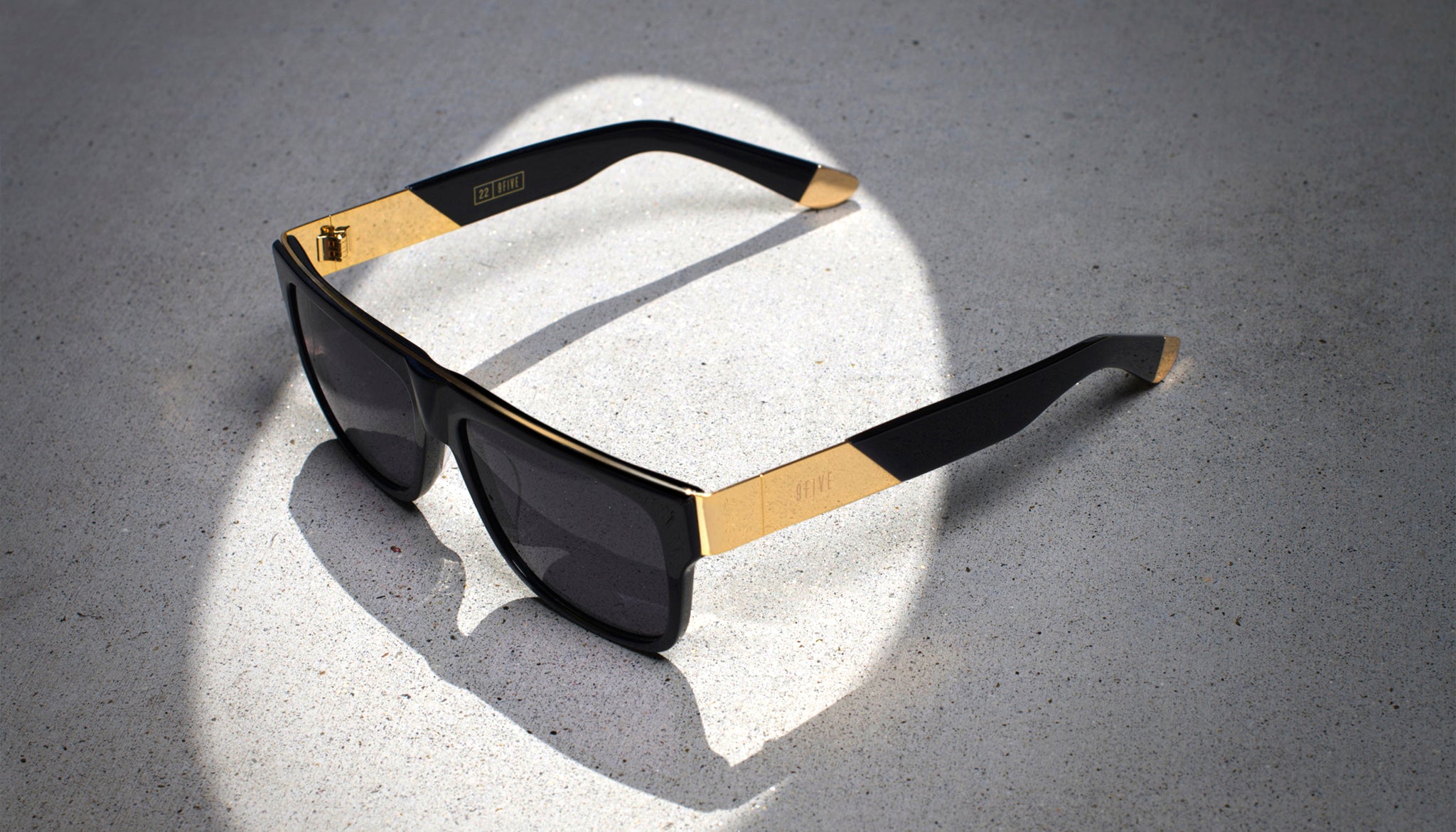 9Five Apex Black & 24K Gold Sunglasses Yellow