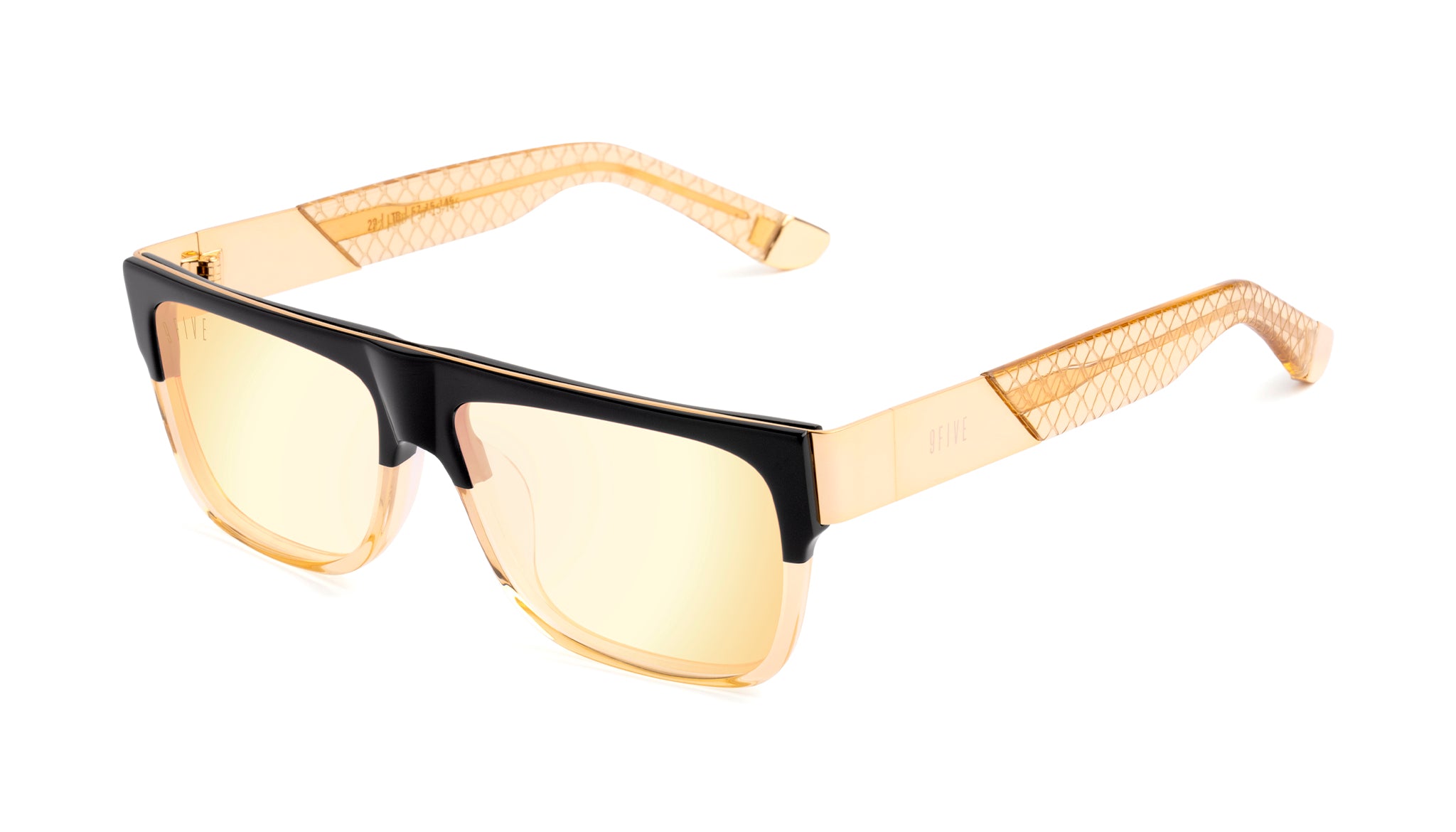 9Five Angelo Black & 24K Gold Sunglasses