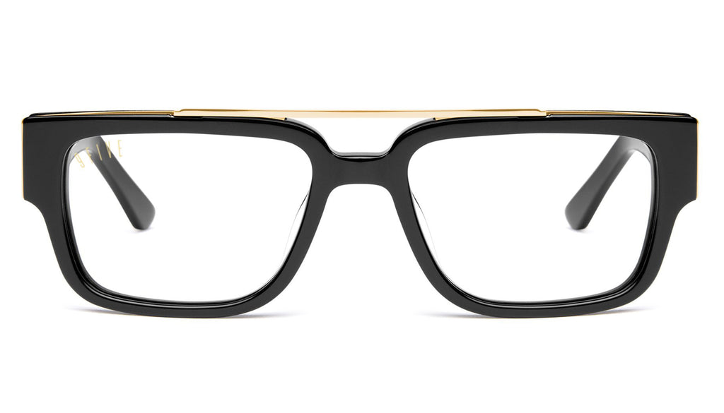 9FIVE 24 Black & 24K Gold XL Clear Lens Glasses