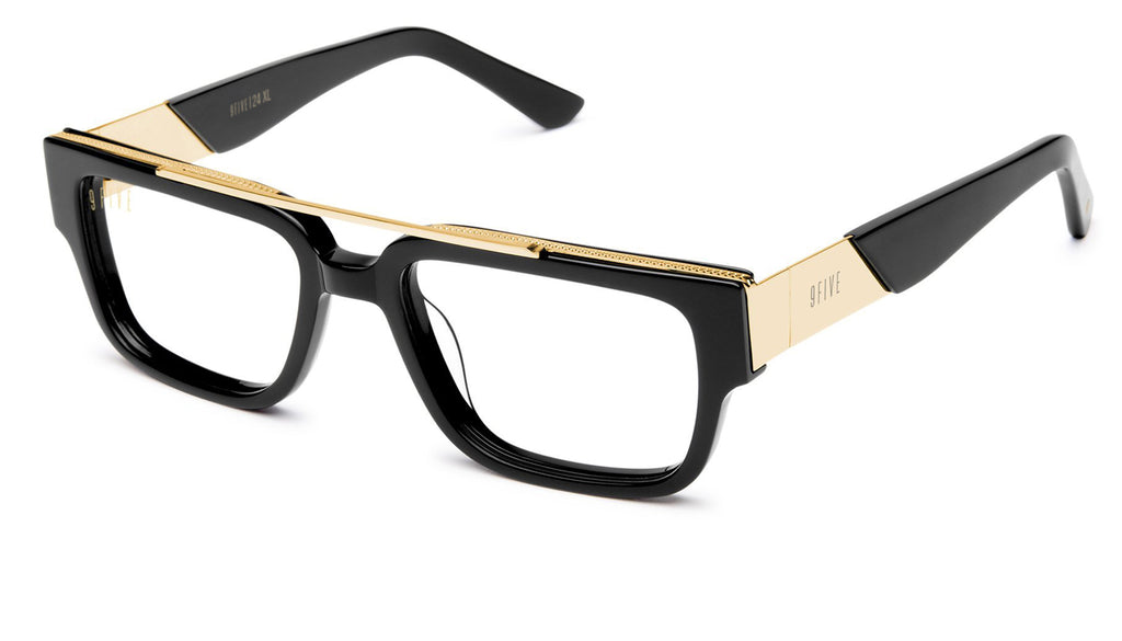 9FIVE 24 Black & 24K Gold XL Clear Lens Glasses Rx