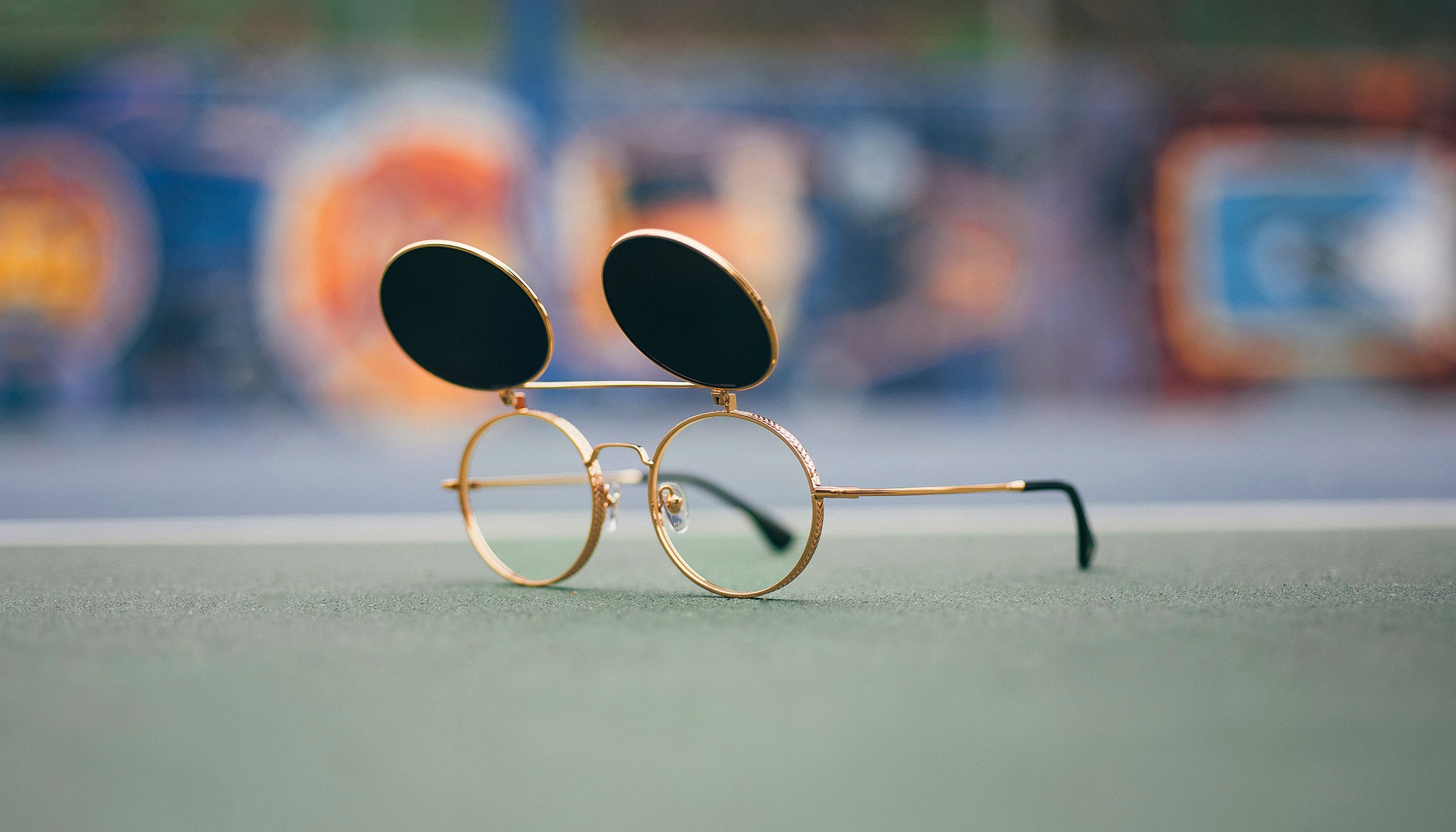 CHIMI Round Polarized Sunglasses Gold/Green at CareOfCarl.com