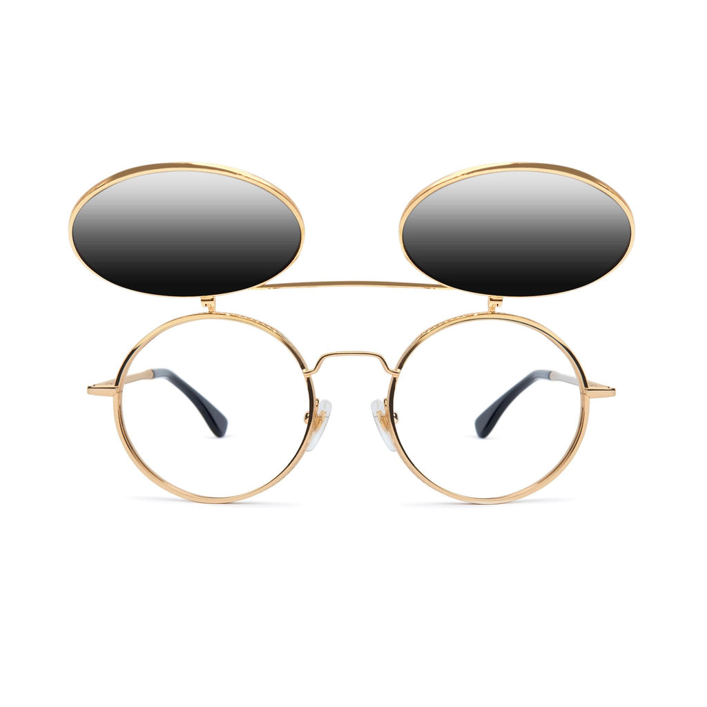 9FIVE 50-50 Flip-Up Gradient A & 24K Gold Sunglasses — front [g:gradient-a s:all o:1]