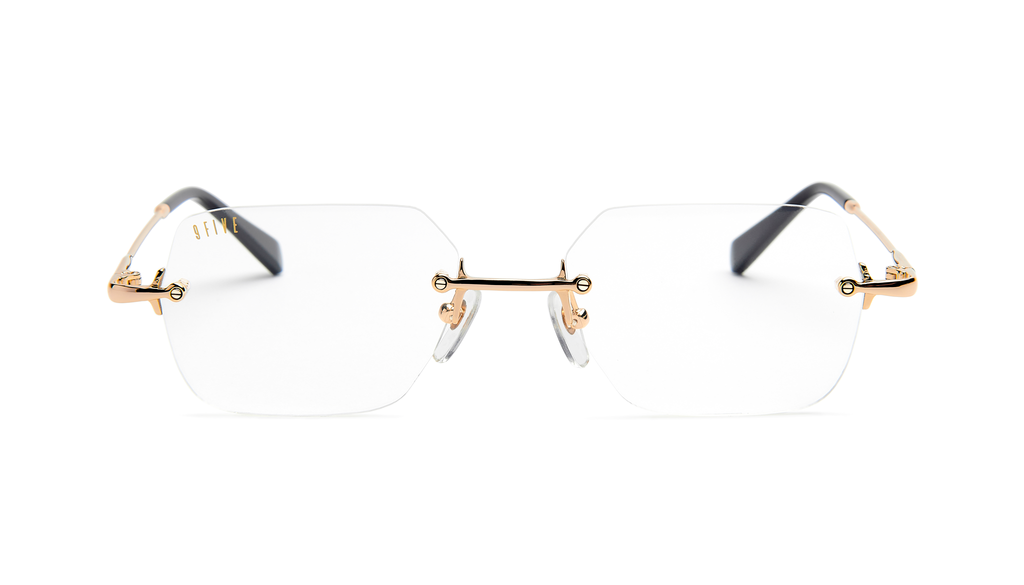 9five Clarity Black and Gold Clear Lens Glasses