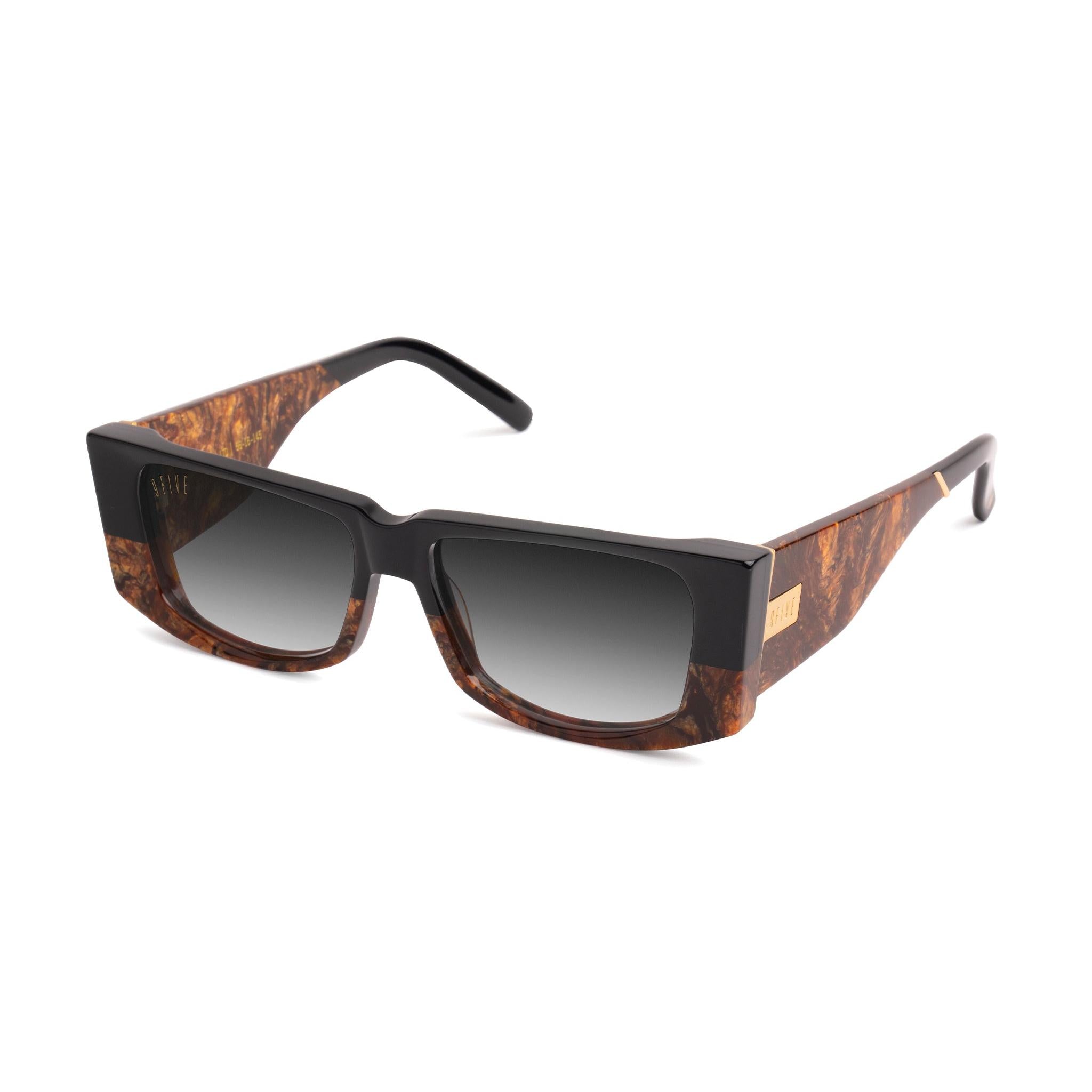 9FIVE Angelo Gold Marble Black Gradient Sunglasses — side [g:black-gradient s:all o:2]