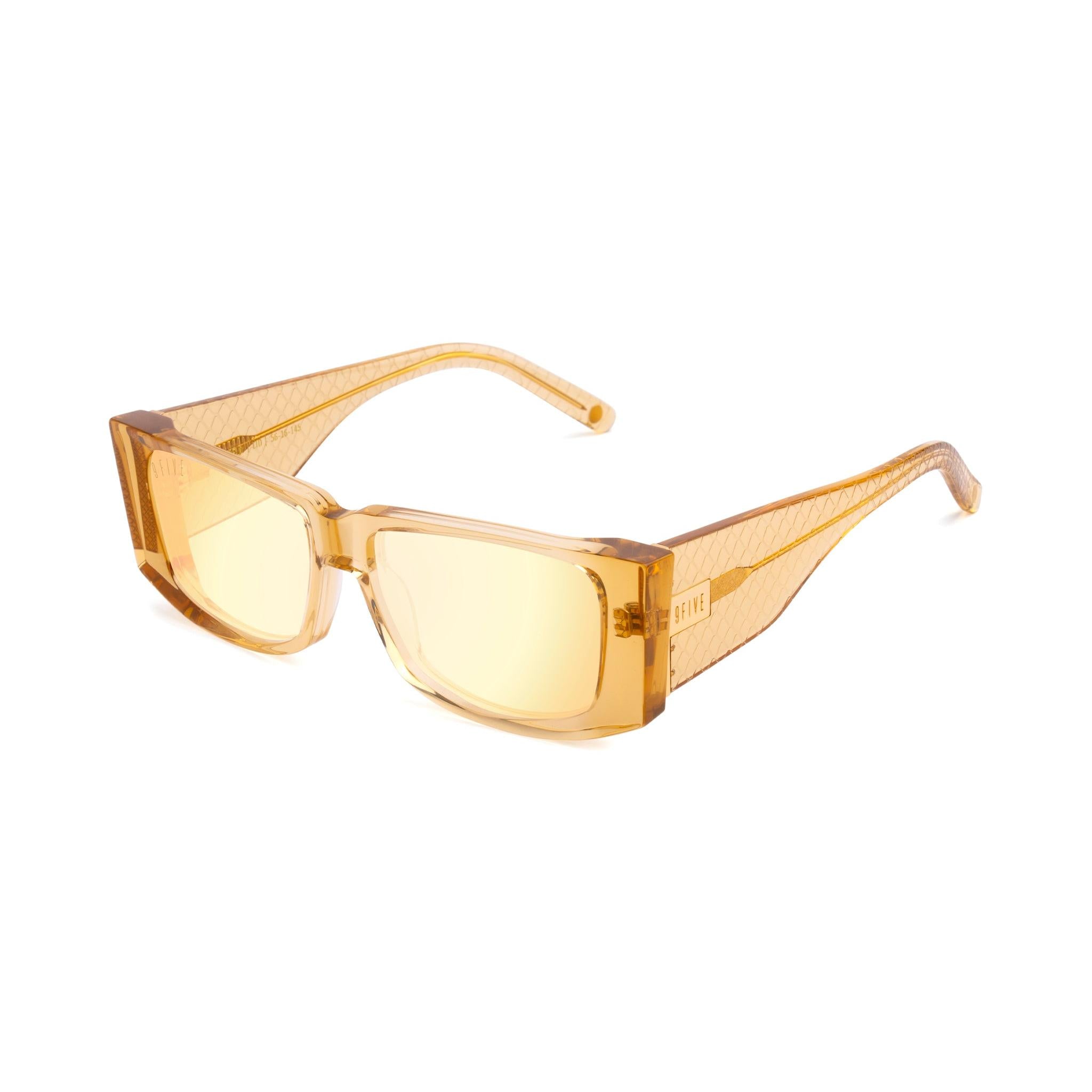 9FIVE Angelo Gold Scale Reflective Gold Sunglasses — side [g:reflective-gold s:all o:2]