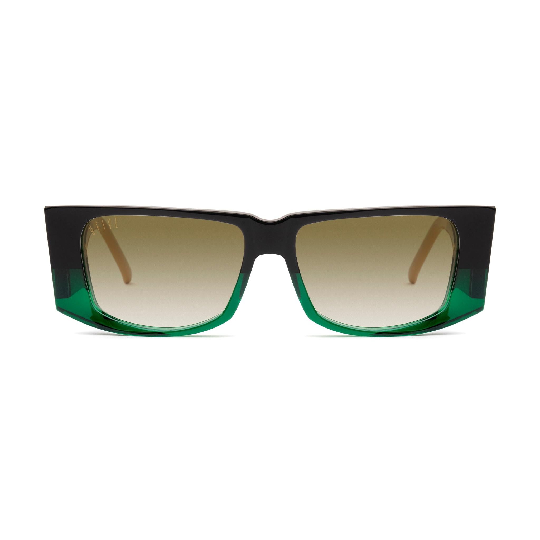 9FIVE Angelo Tundra Green Sepia Gradient Sunglasses — front [g:sepia-gradient s:all o:1]
