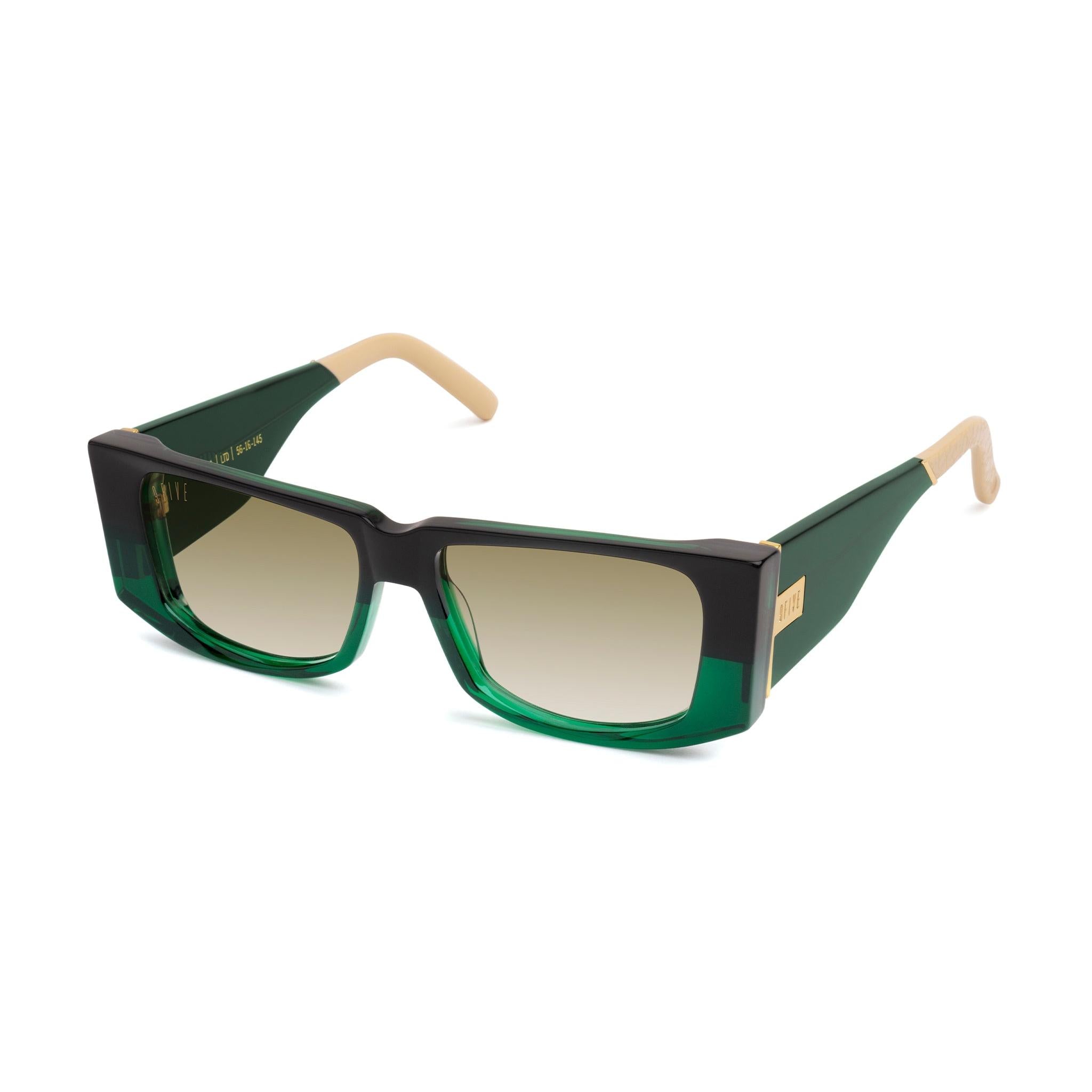 9FIVE Angelo Tundra Green Sepia Gradient Sunglasses — side [g:sepia-gradient s:all o:2]