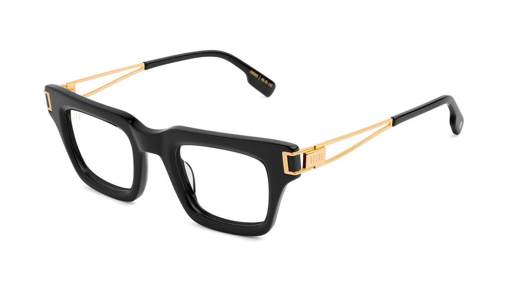9FIVE Avenue Black & 24K Gold Clear Lens Glasses