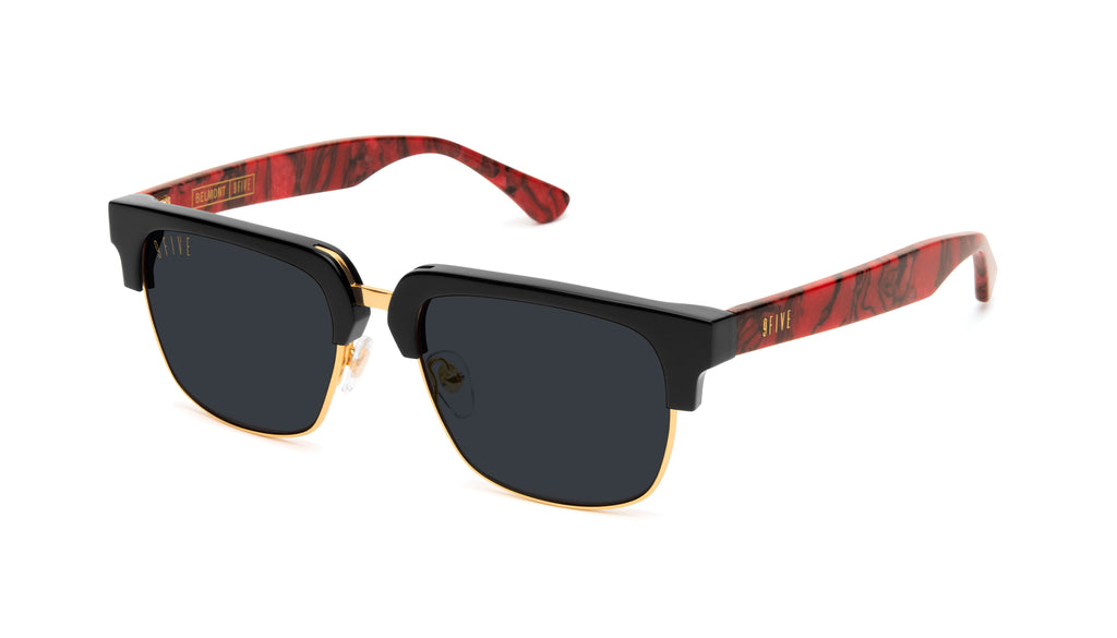 9FIVE Belmont Red Marble & 24K Gold Sunglasses