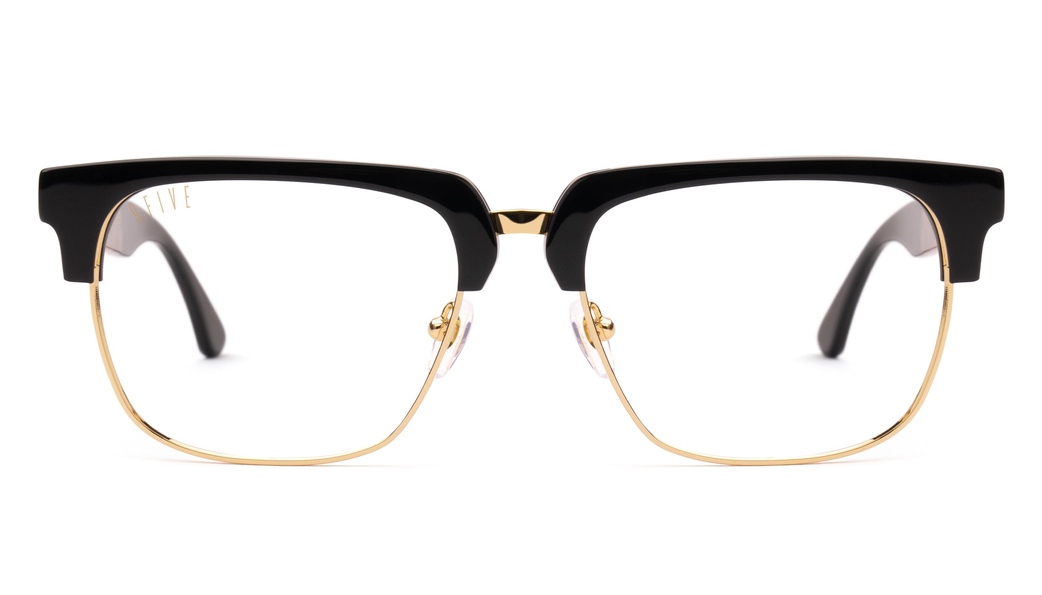 9FIVE Belmont Gold Marble & 24K Gold XL Clear Lens Glasses Rx