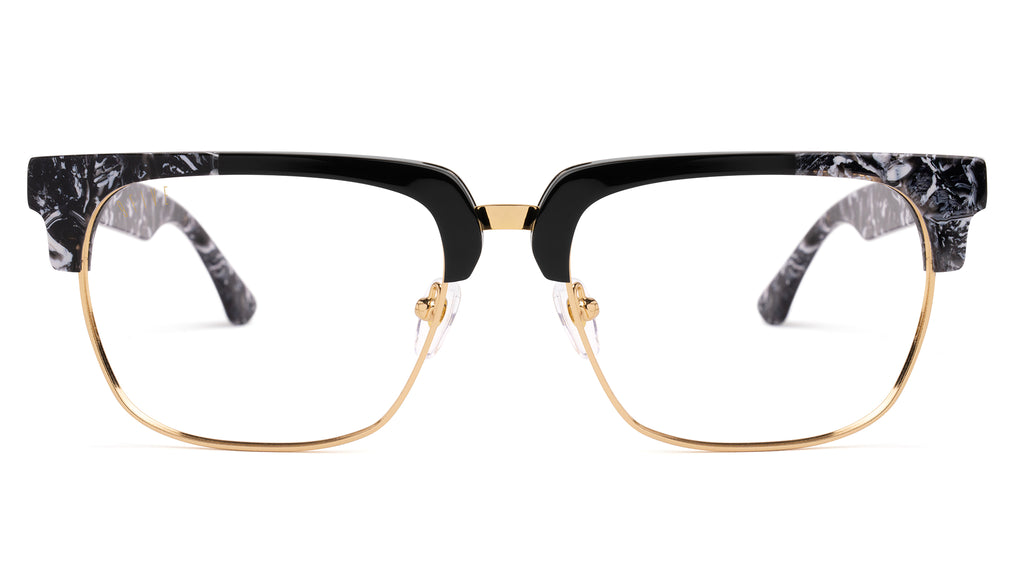9FIVE Belmont Black & White Onyx XL Clear Lens Glasses