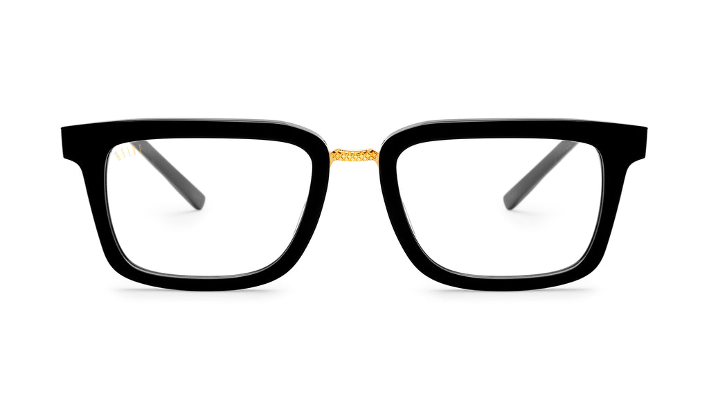 9FIVE Bishop Black and 24K Gold Clear Lens Glasses Rx