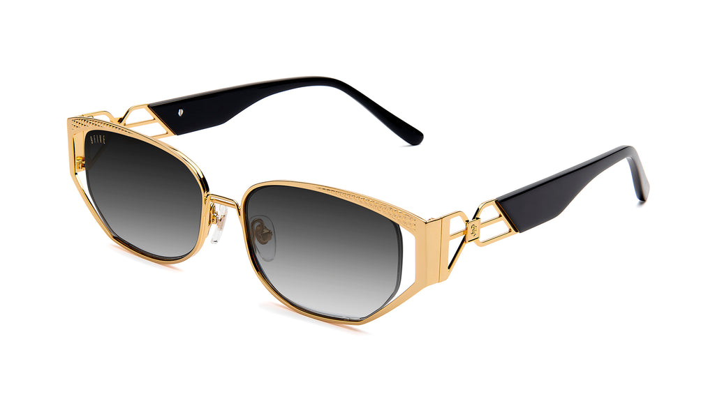 9FIVE Cross Black & 24K Gold - Gradient Sunglasses