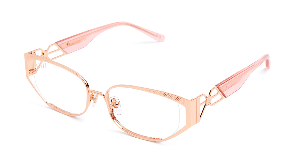 9FIVE Cross Rose Gold Clear Lens Glasses