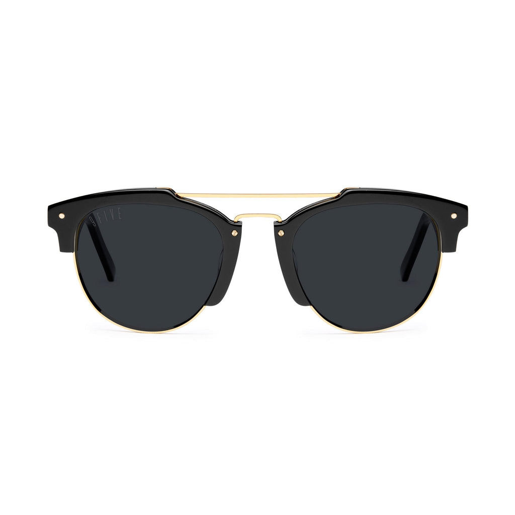 9FIVE Del Rey Black & 24K Gold Sunglasses — front [g:black s:all o:1]