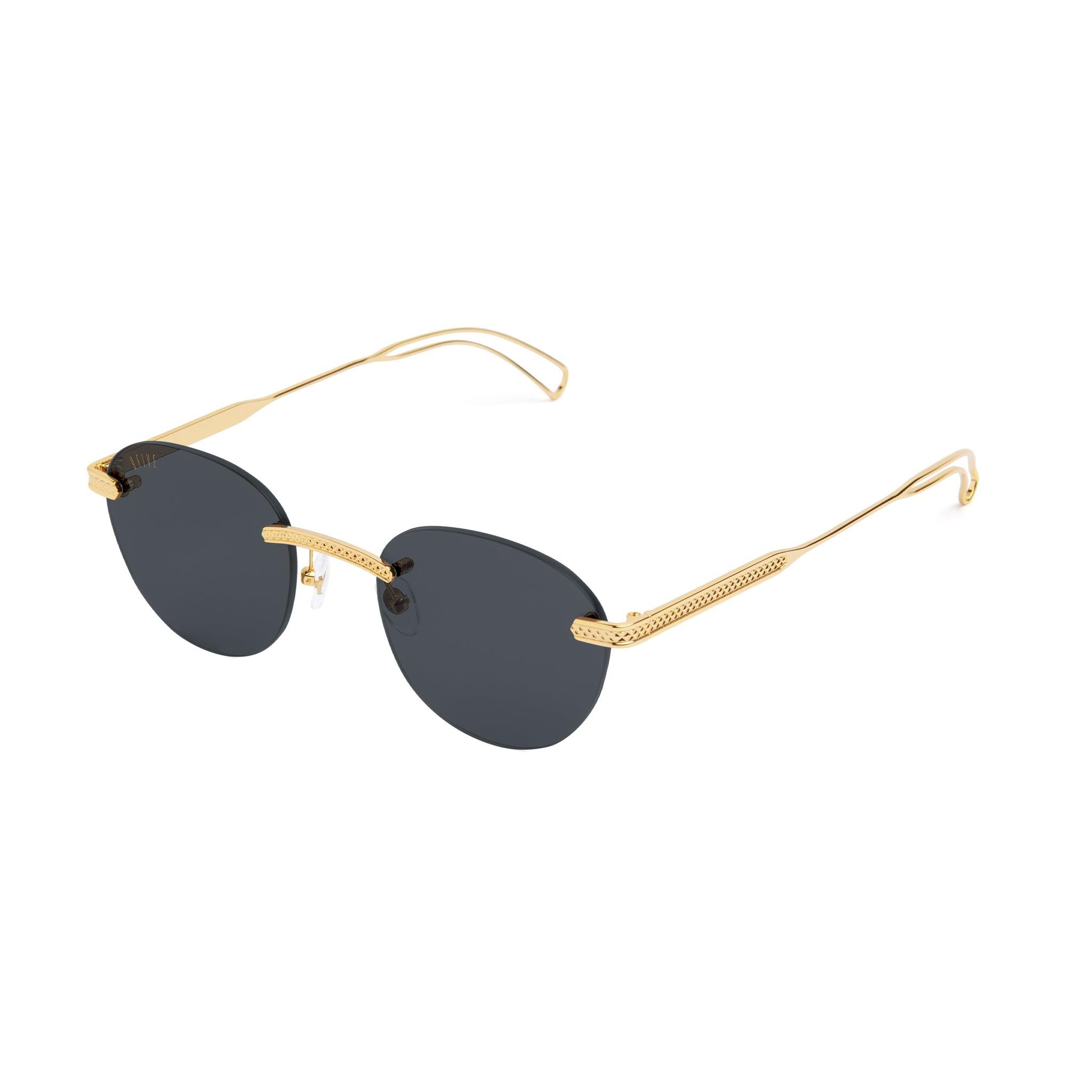 9FIVE Dime Lite Black & 24K Gold Sunglasses — side [g:black s:all o:2]