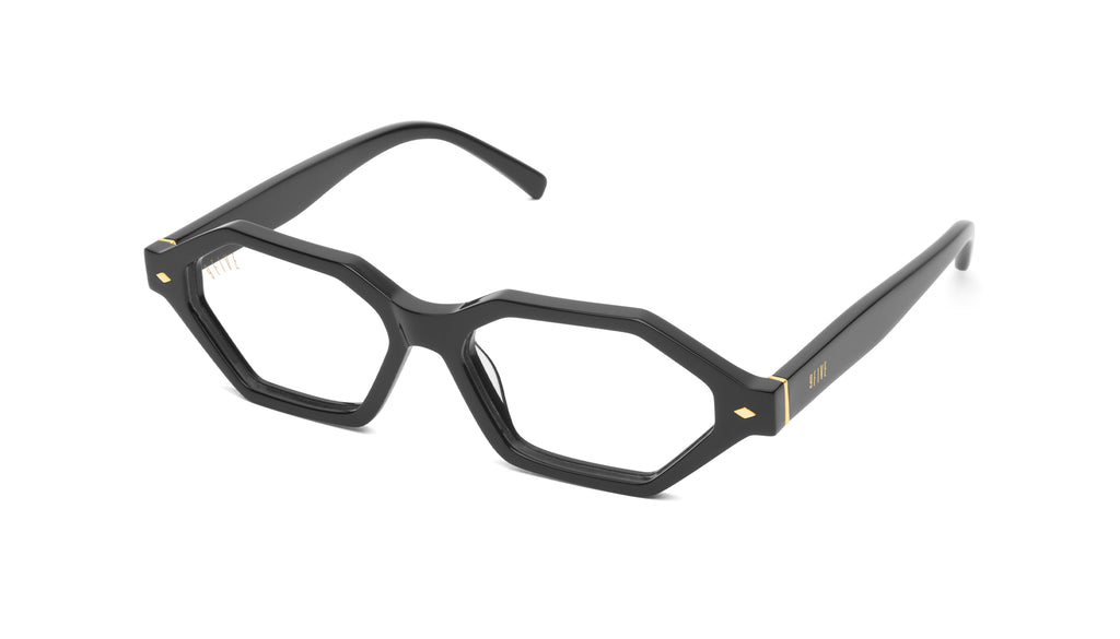 9FIVE Docks Black & 24k Gold Clear Lens Glasses