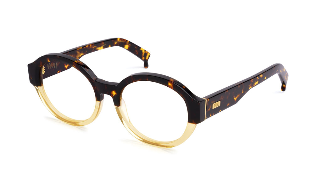 9FIVE Drips Tortoise & Gold Split Clear Lens Glasses Rx