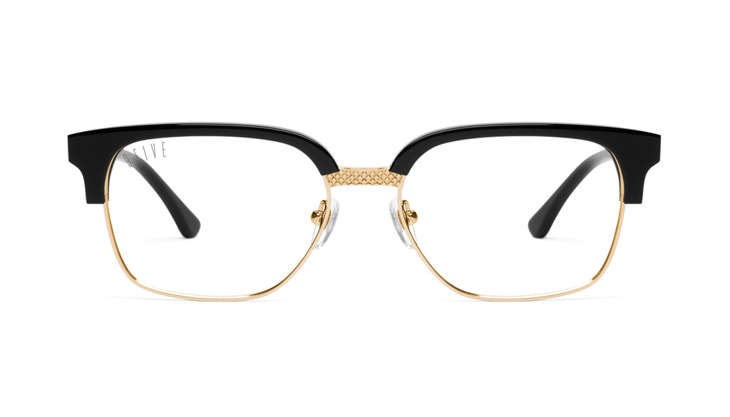 9FIVE Estate Black & 24k Gold Clear Lens Glasses Rx