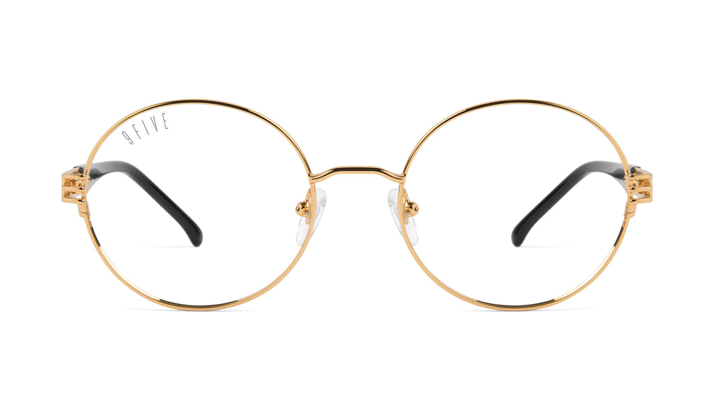 9FIVE Iris Black & 24K Gold Clear Lens Glasses Rx