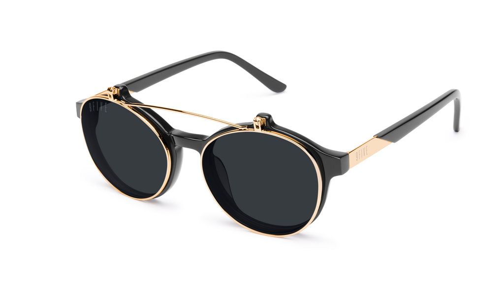 9FIVE Lane Black & 24K Gold Flip-up Sunglasses Rx