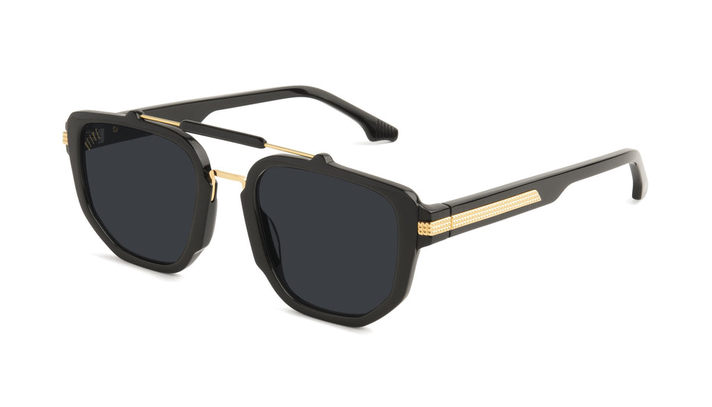 9FIVE Lawrence Black & 24k Gold Sunglasses Rx