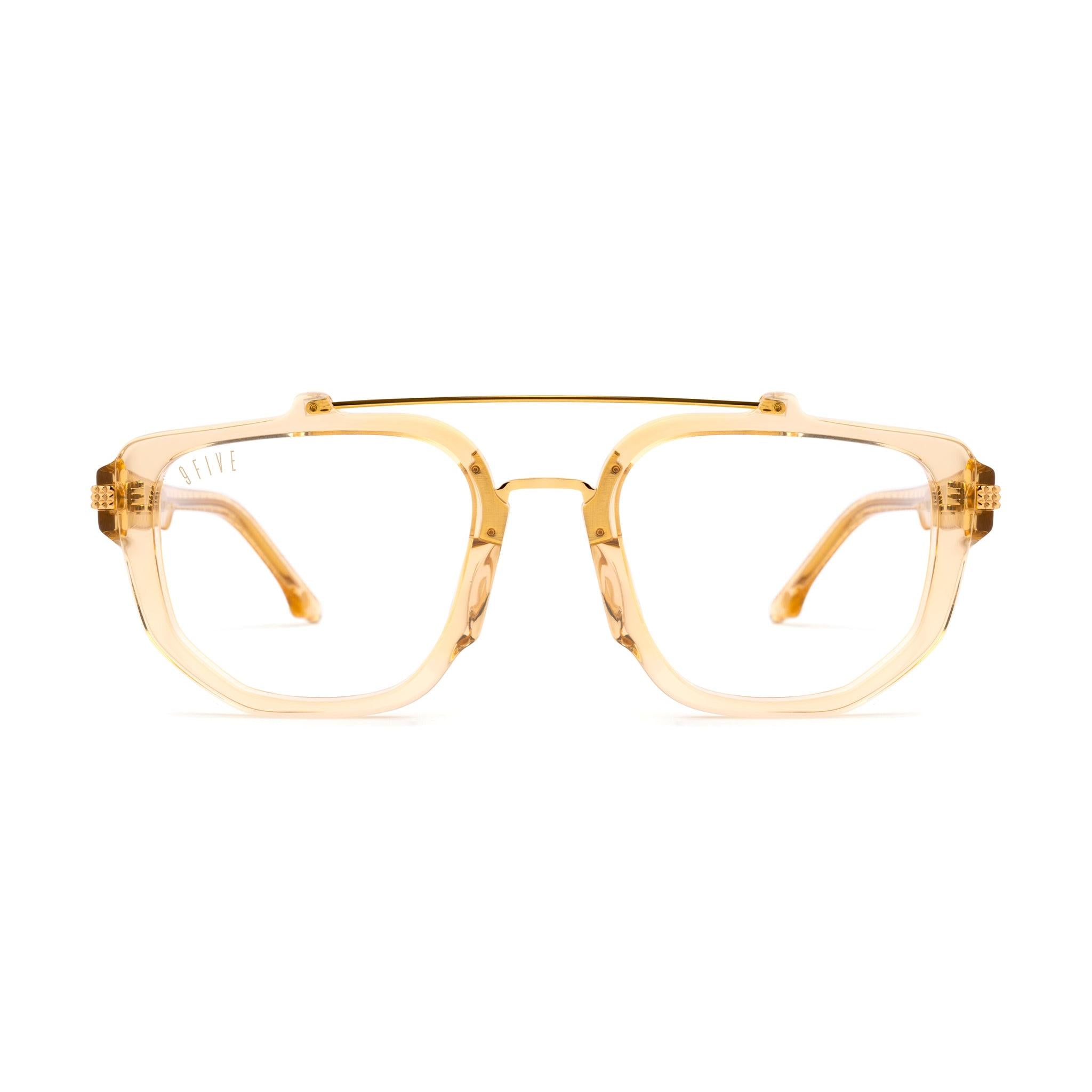 9FIVE Lawrence Gold Snake Clear Lens Glasses
