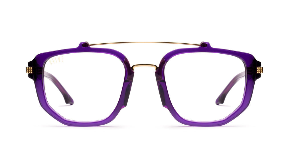 9FIVE Lawrence Showtime Purple & 24k Gold Clear Lens Glasses Rx