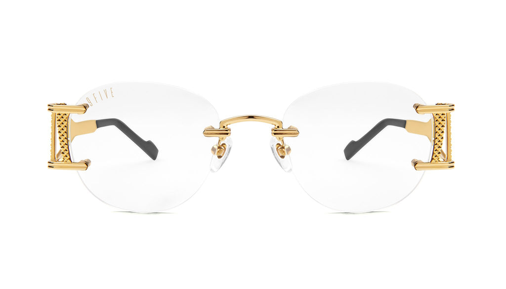 9FIVE Legacy Lite Black & 24k Gold Clear Lens Glasses Rx