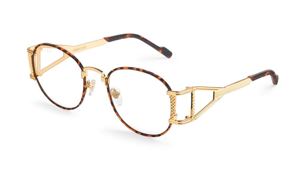 9FIVE Legacy Tortoise & 24k Gold Clear Lens Glasses Rx