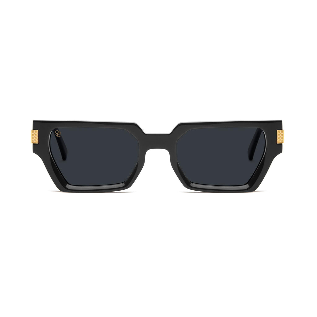 9FIVE Locks Black & 24K Gold Sunglasses — Regular fit, front [g:black s:reg o:1]