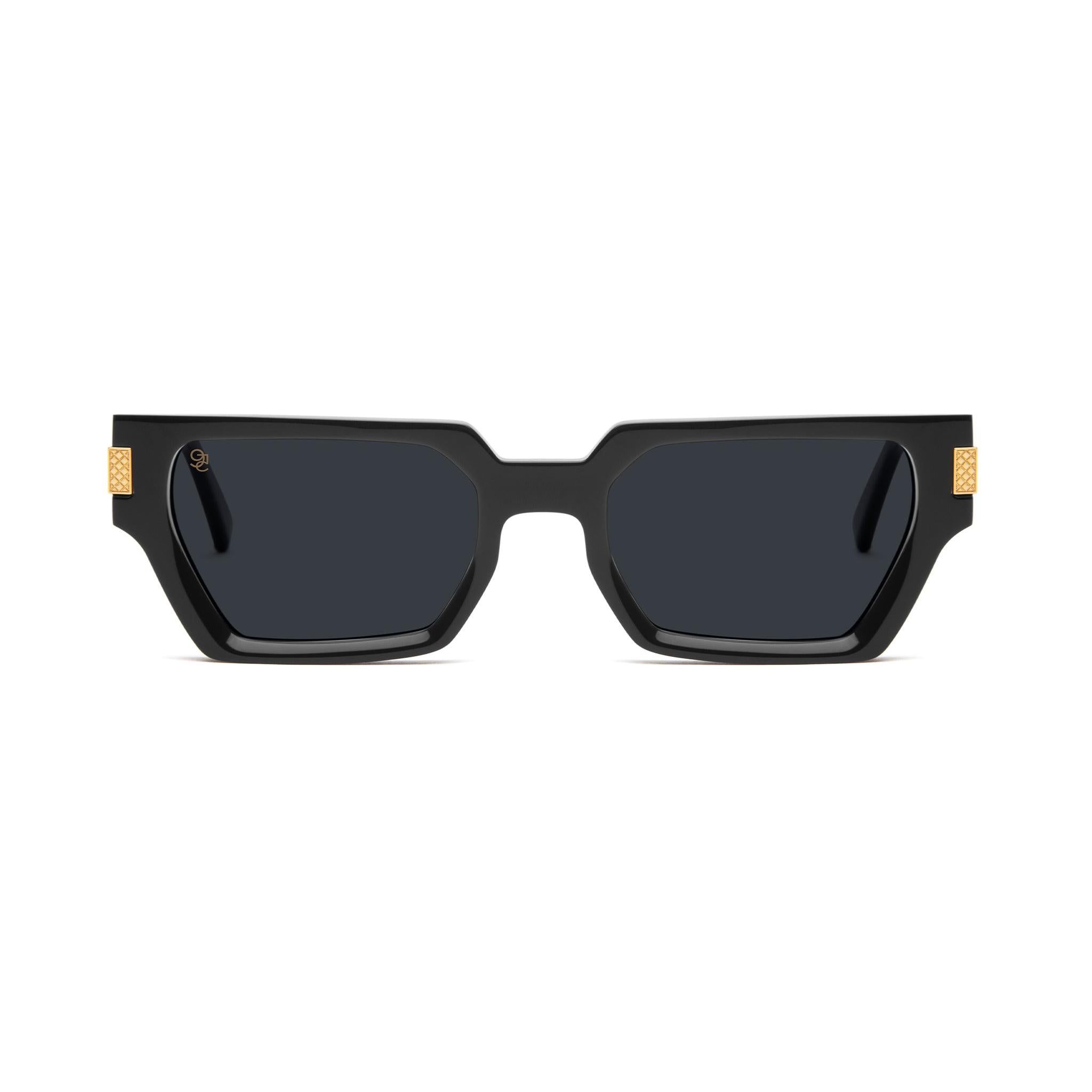 9FIVE Locks Black & 24K Gold Sunglasses — Regular fit, front [g:black s:reg o:1]