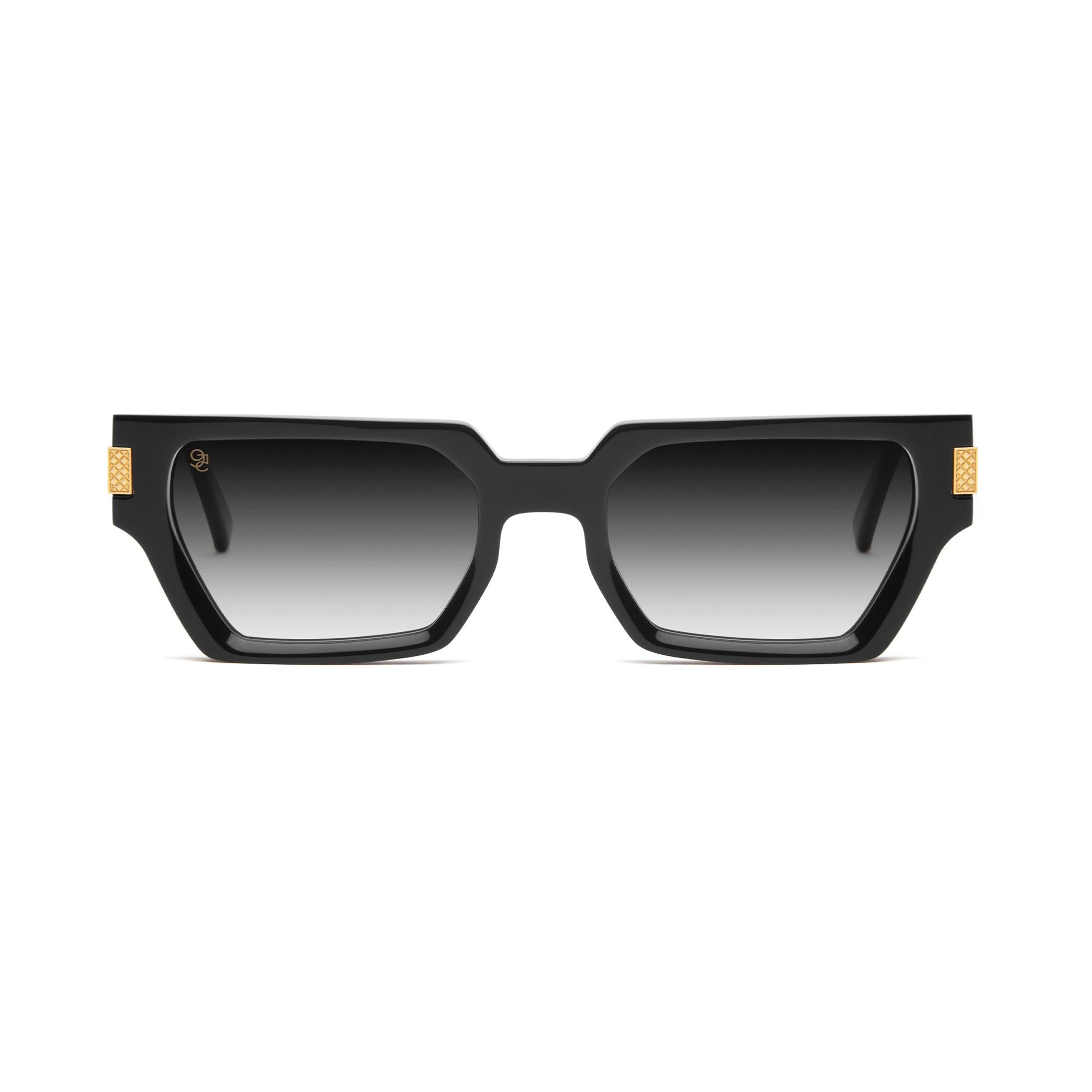 9FIVE Locks Black Gradient & 24K Gold Sunglasses — Regular fit, front [g:black-gradient s:reg o:1]