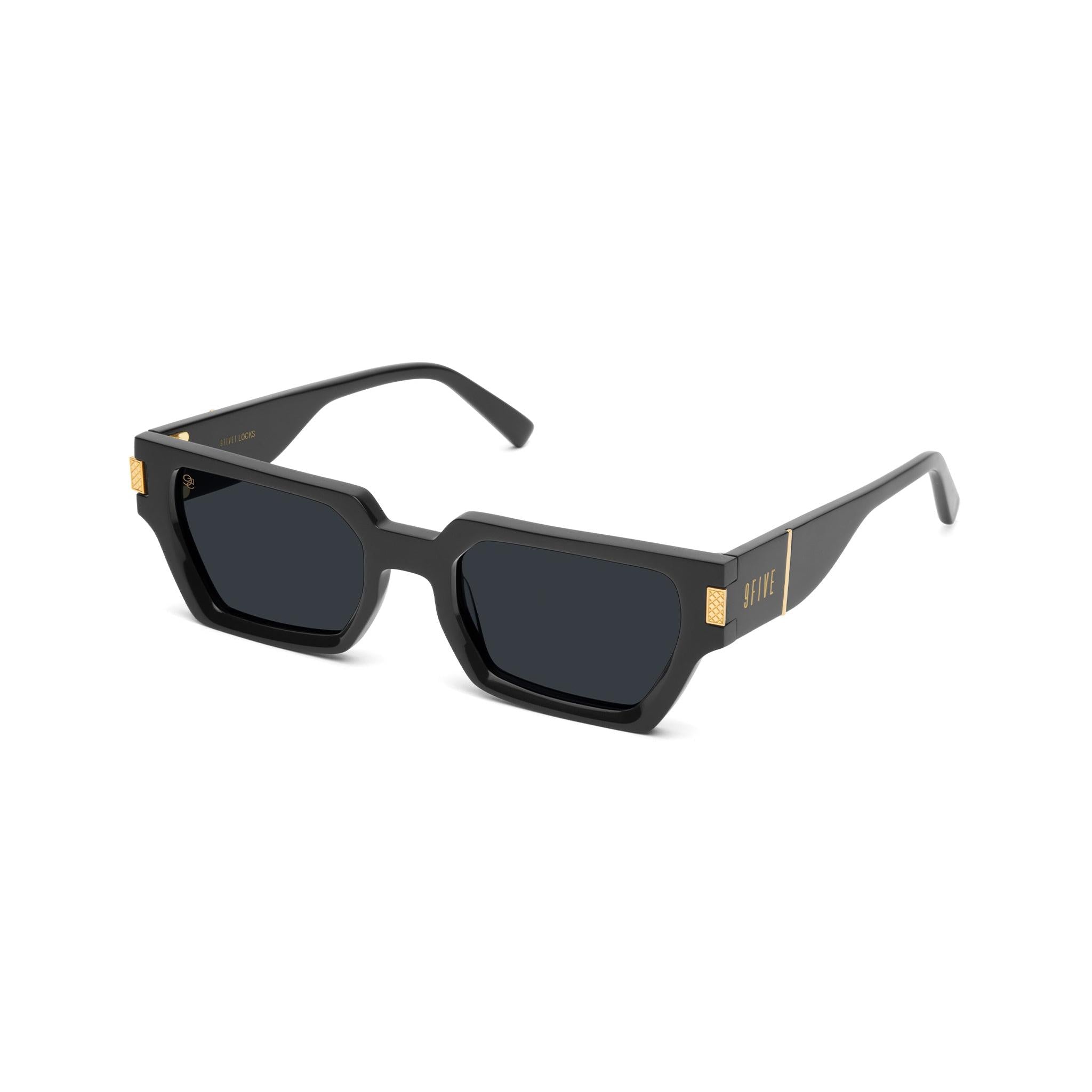 9FIVE Locks Black & 24K Gold Sunglasses — Regular fit, side [g:black s:reg o:2]
