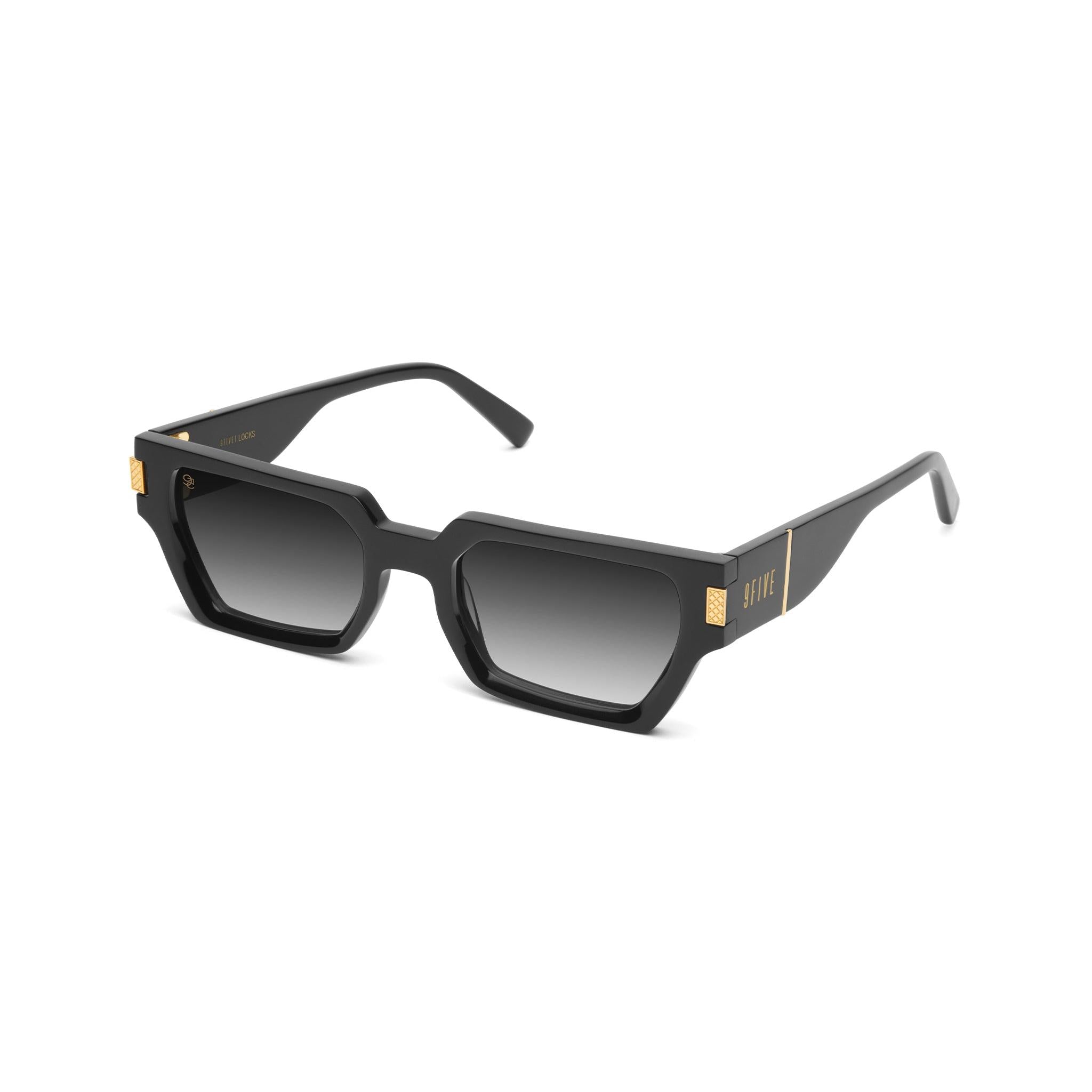 9FIVE Locks Black Gradient & 24K Gold Sunglasses — Regular fit, side [g:black-gradient s:reg o:2]