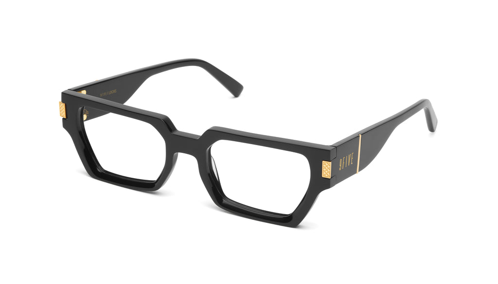 9FIVE Locks Black & 24K Gold Clear Lens Glasses