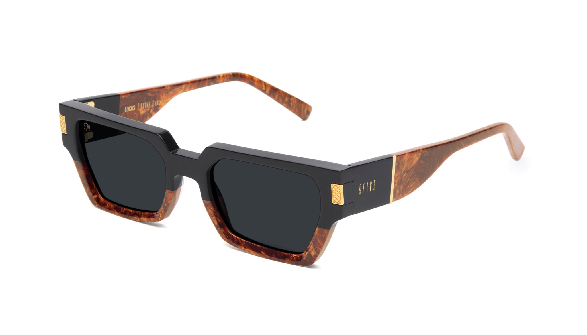 9Five Royals Black & 24K Gold XL - Flash Diamond Sunglasses