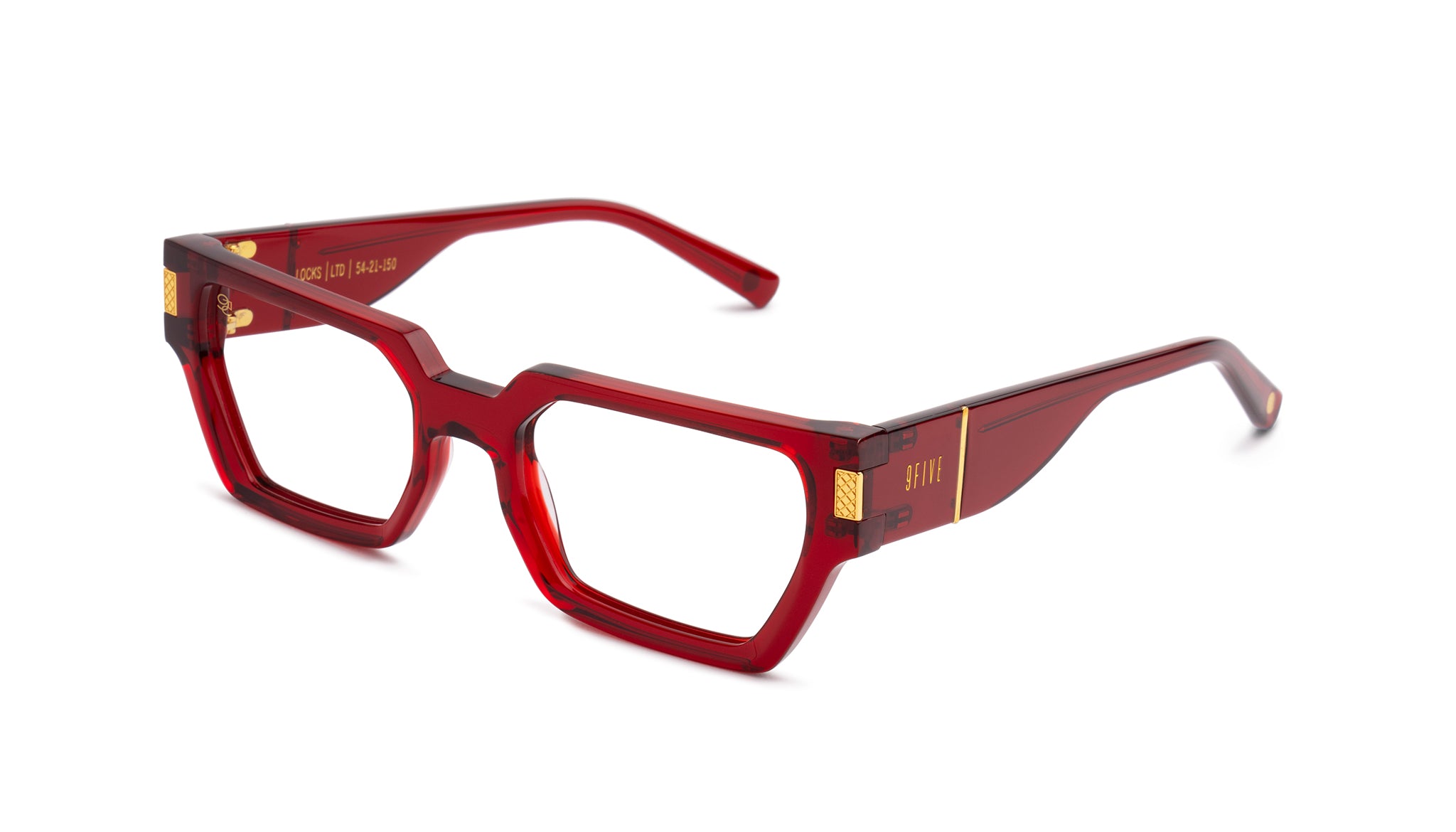 9FIVE Locks Ruby & 24K Gold Clear Lens Glasses Rx – 9FIVE Eyewear