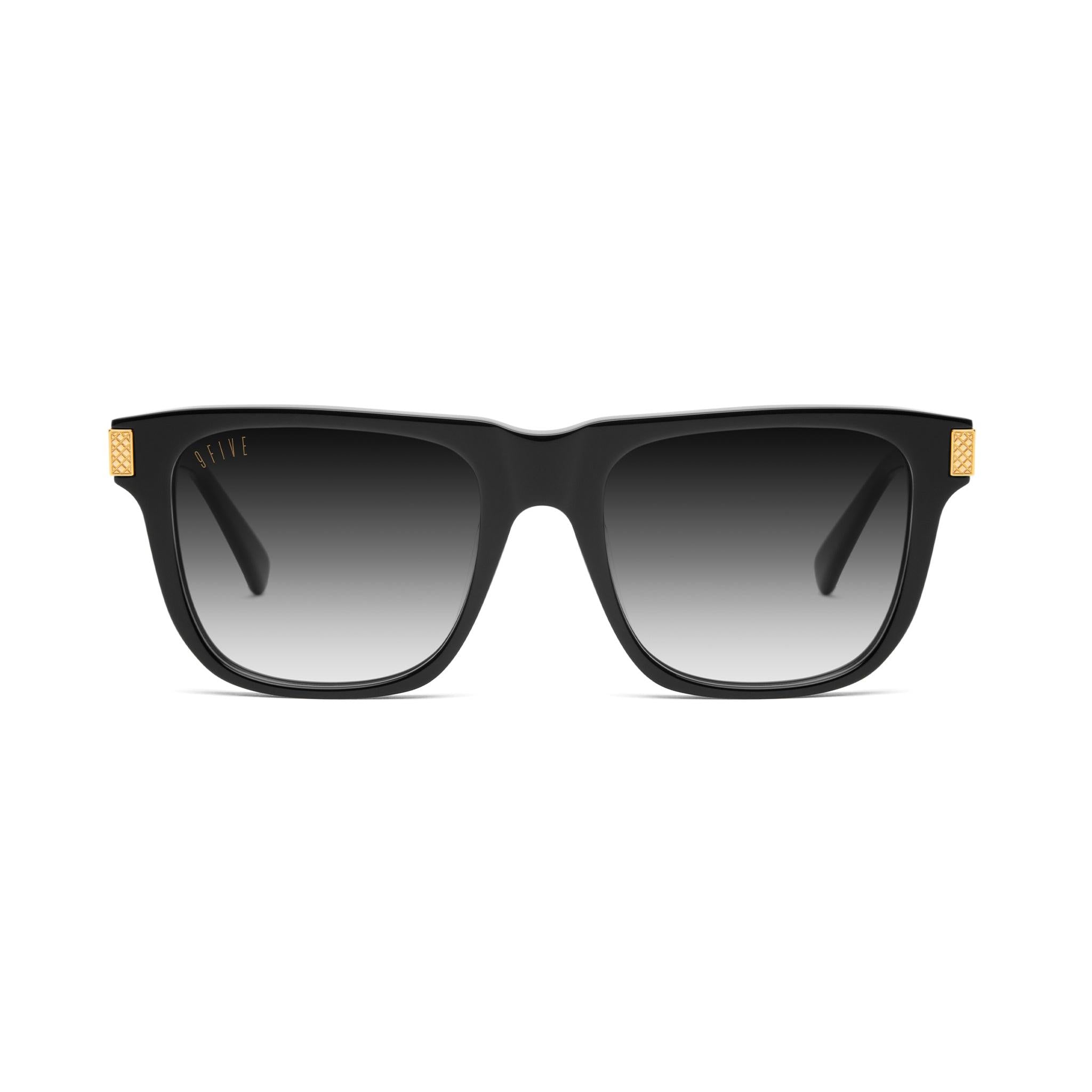 9FIVE Ocean Black Gradient & 24K Gold Sunglasses — front [g:black-gradient s:all o:1]