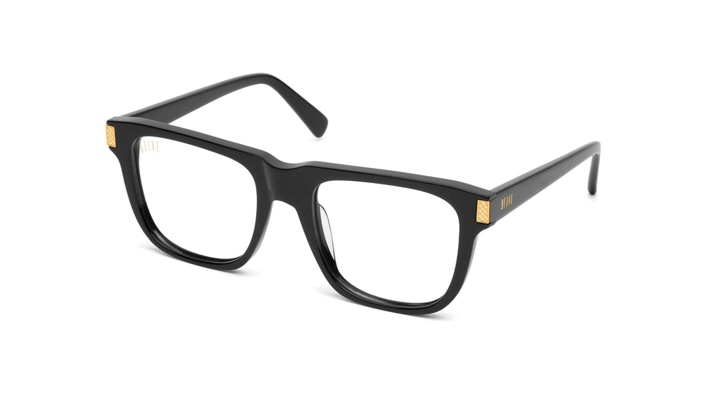 9FIVE Ocean Black & 24K Gold Clear Lens Glasses