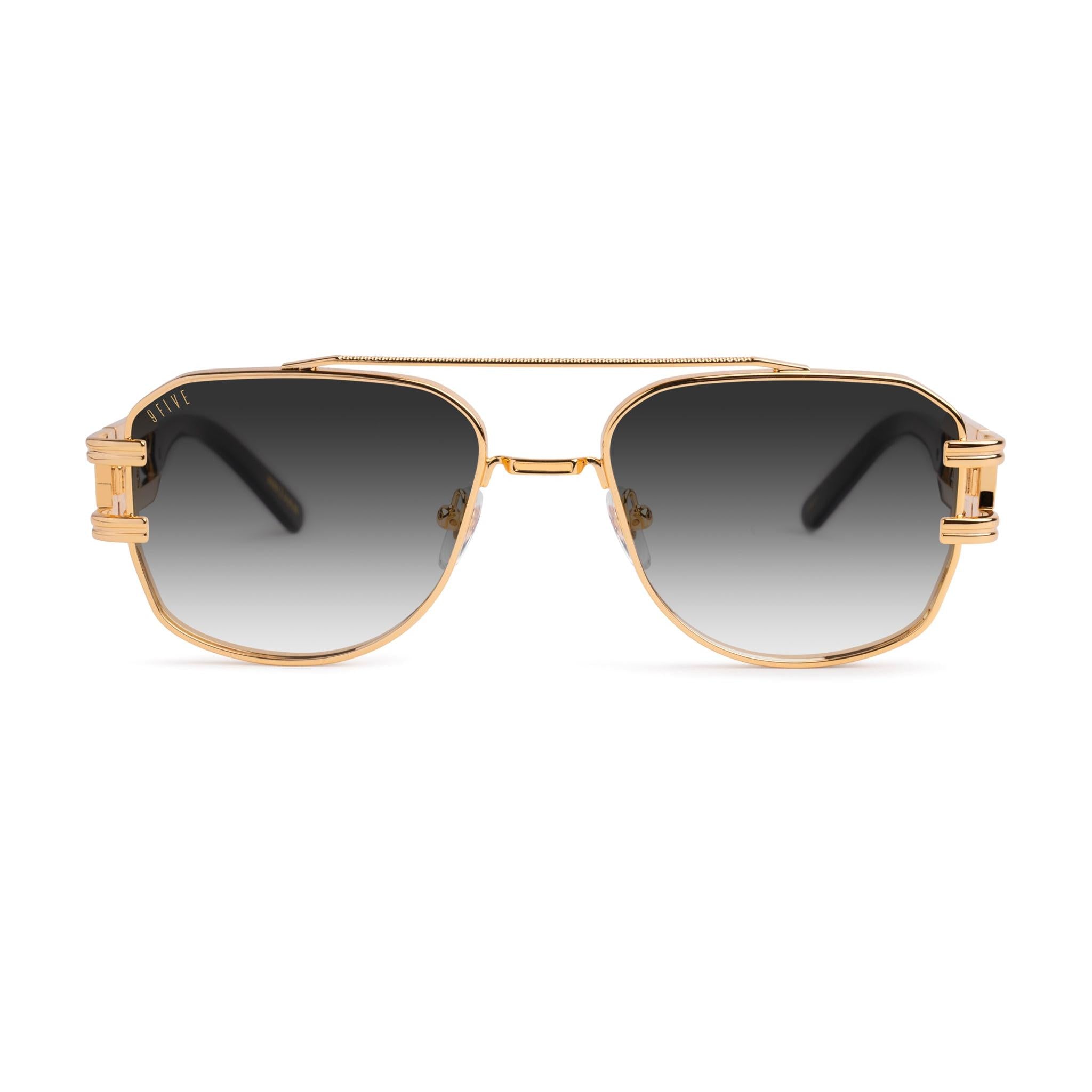 9FIVE Royals Black Gradient & 24K Gold Sunglasses — Regular fit, front [g:black-gradient s:reg o:1]