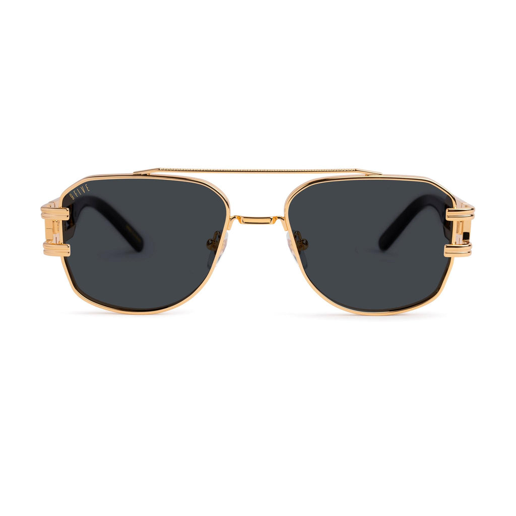 9FIVE Royals Black & 24K Gold Sunglasses — Regular fit, front [g:black s:reg o:1]
