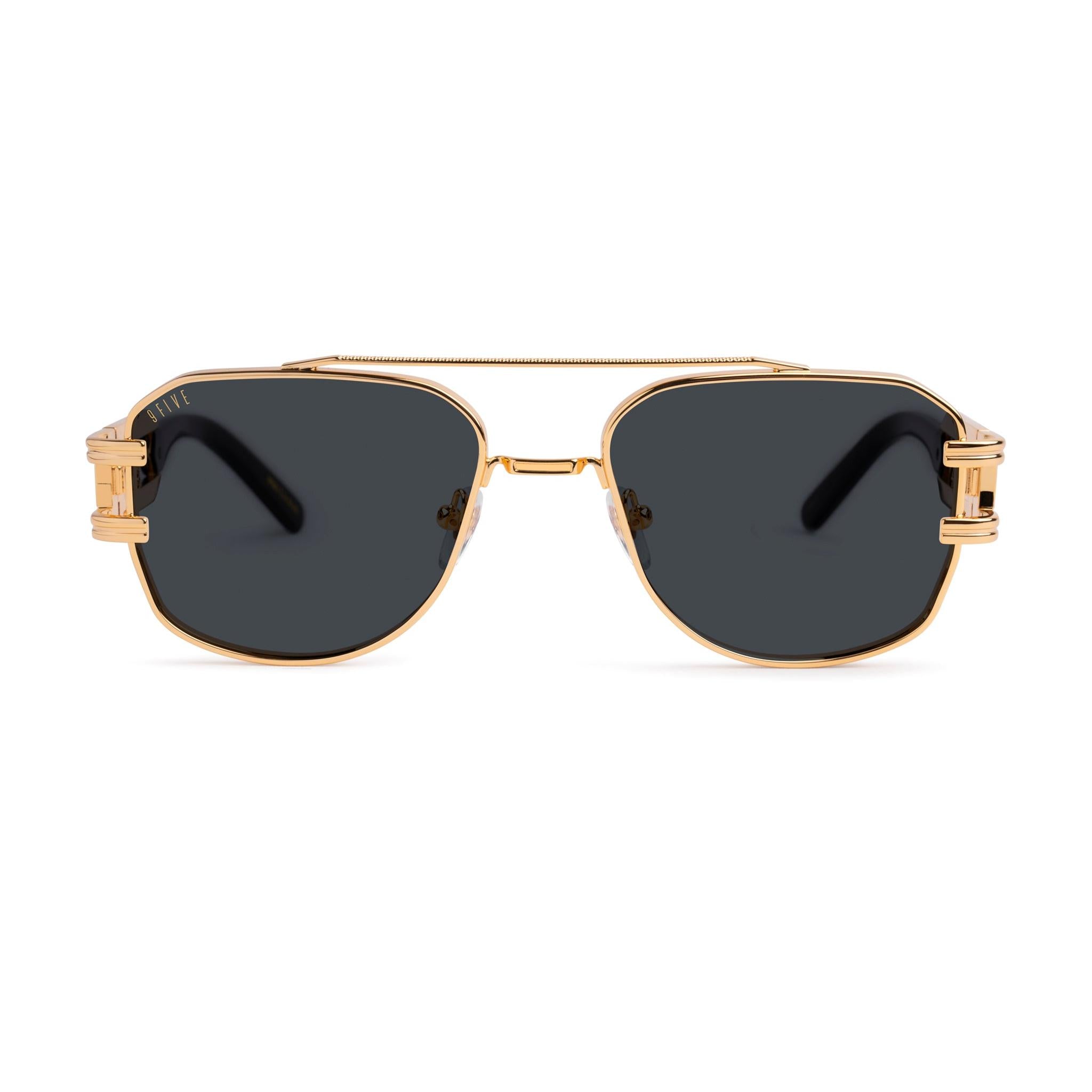 9FIVE Royals Black & 24K Gold Sunglasses — Regular fit, front [g:black s:reg o:1]
