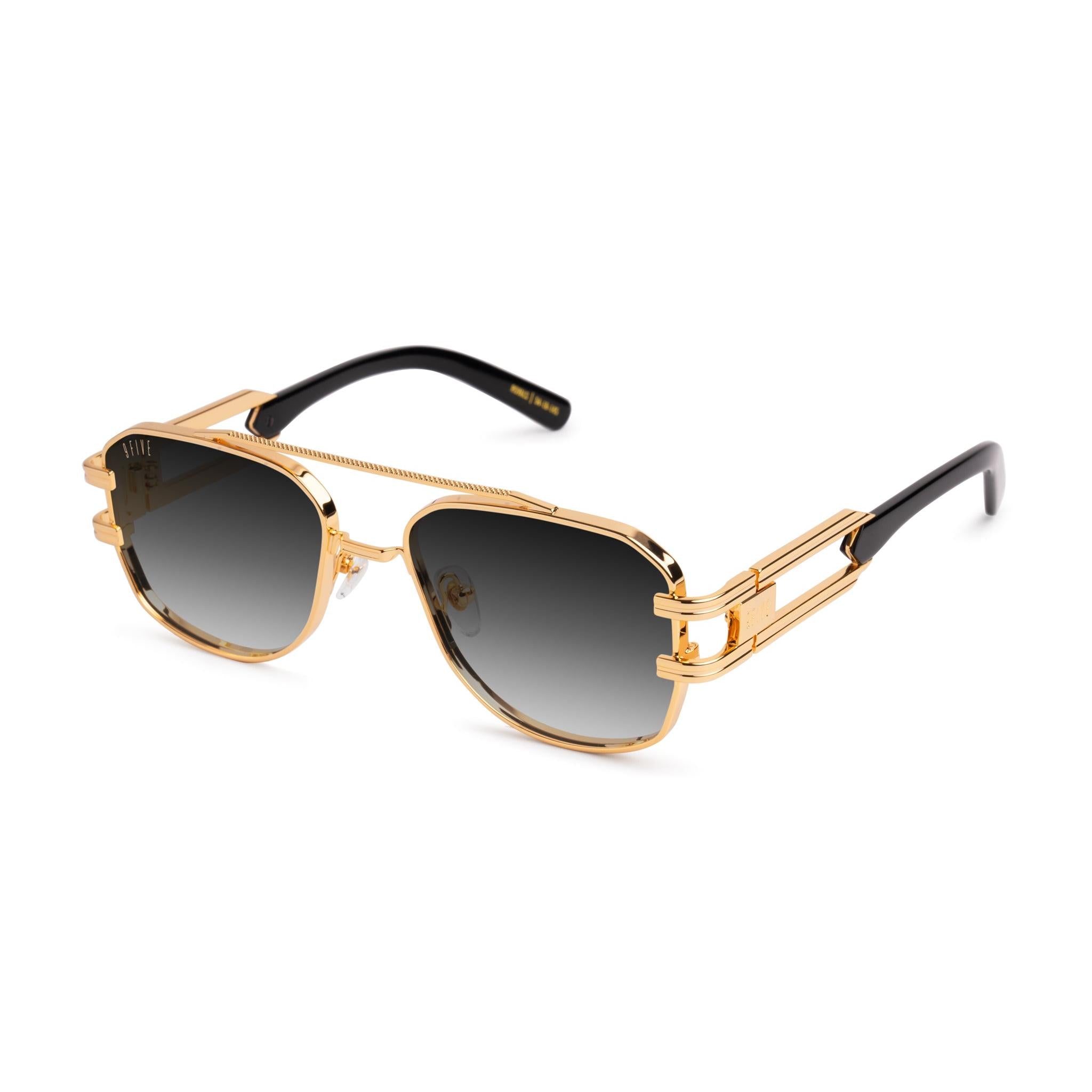 9FIVE Royals Black Gradient & 24K Gold Sunglasses — Regular fit, side [g:black-gradient s:reg o:2]
