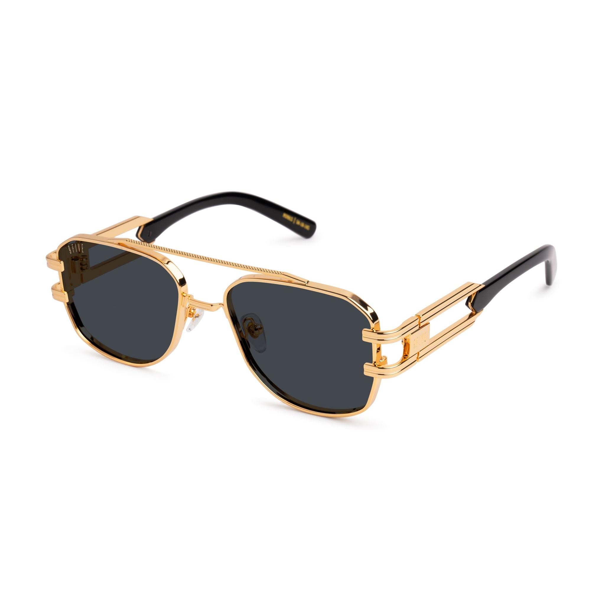 9FIVE Royals Black & 24K Gold Sunglasses — Regular fit, side [g:black s:reg o:2]